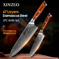 XINZUO 2 sztuk zestaw nóż kuchenny szefa kuchni VG10 damaszek Steel Chef Utility noże uchwyt z palisandru najlepsza jakość kuchnia narzędzia kuchenne 1